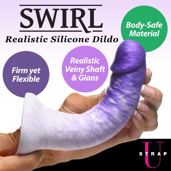 Picture of Swirl Realistic Silicone Dildo - Purple