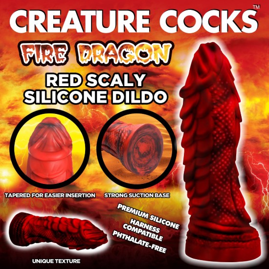 Picture of Fire Dragon Red Scaly Silicone Dildo