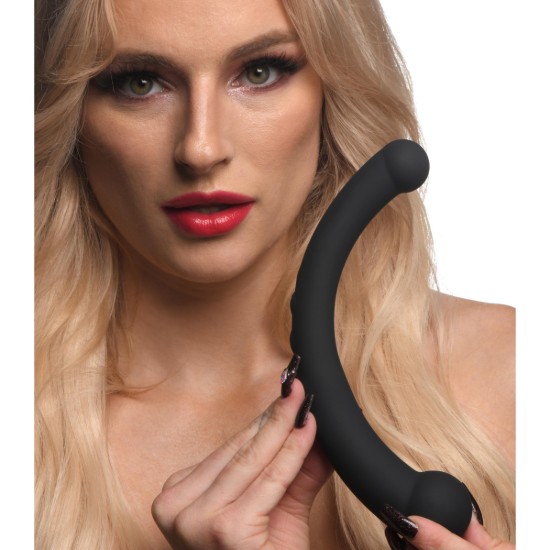 Picture of 10X Vibra-Crescent Vibrating Silicone Dual-Ended Dildo - Black