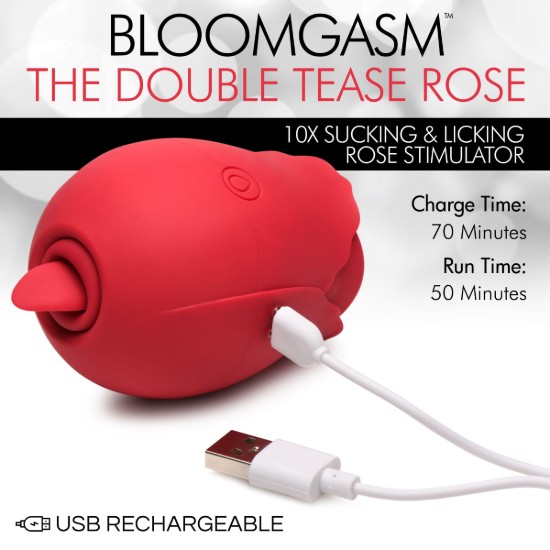 Picture of The Double Tease Rose 10X Sucking and Licking Silicone Stimulator