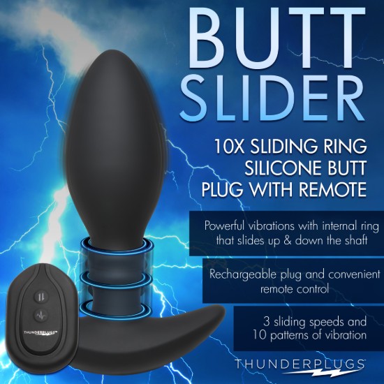 Picture of Rim Slide 10X Sliding Ring Silicone Butt Plug with Remote