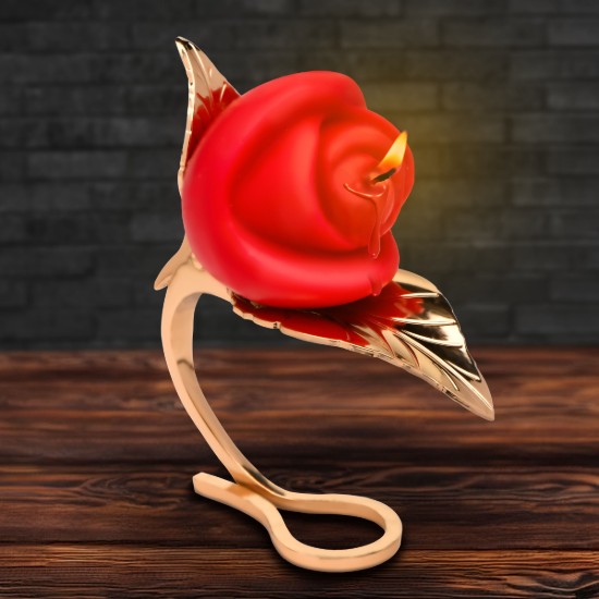 Picture of Burning Passion Rose Candle with Holder