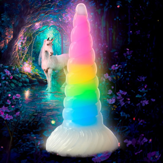 Picture of Uni-Glow Glow-In-The-Dark Rainbow Silicone Dildo
