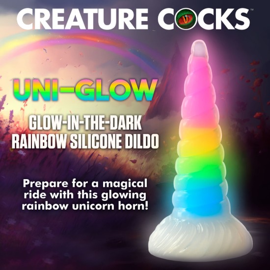 Picture of Uni-Glow Glow-In-The-Dark Rainbow Silicone Dildo