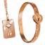 Picture of Cuffed Locking Bracelet and Key Necklace - Rose Gold