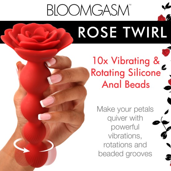 Picture of 10X Rose Twirl Vibrating and Rotating Silicone Anal Beads