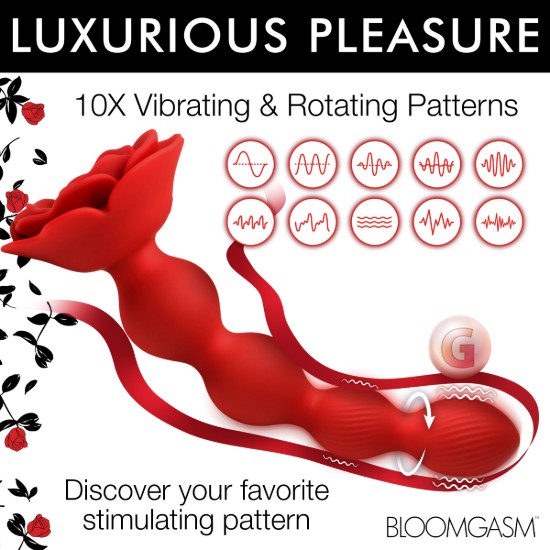Picture of 10X Rose Twirl Vibrating and Rotating Silicone Anal Beads