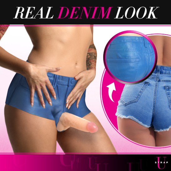 Picture of Booty Shorts 6 Inch Dildo Silicone Strap On Harness - Small