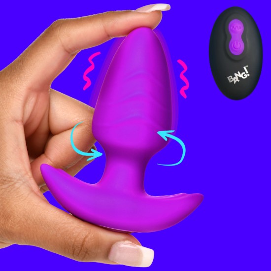 Picture of Rotating and Vibrating Silicone Butt Plug - Purple
