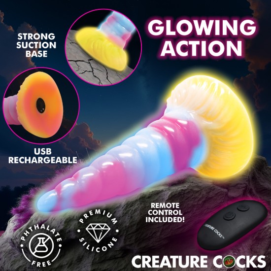 Picture of Unicorn Glow-in-the-Dark Vibrating Silicone Dildo