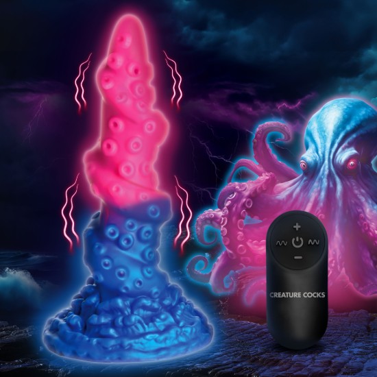 Picture of Deluxe Lord Kraken Vibrating Glow-in-the-Dark Silicone Dildo