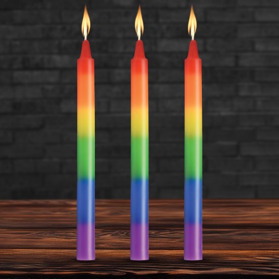 Picture of Pride Candles Rainbow Drip Candle Set of 3