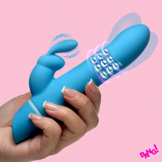 Picture of Rotating Beads Silicone Rabbit Vibrator- Blue