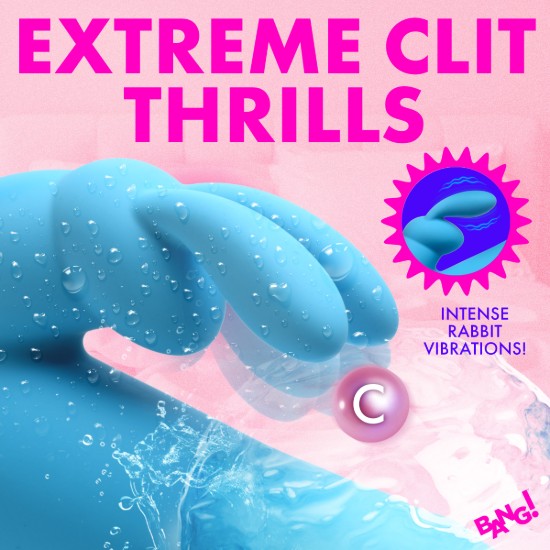 Picture of Rotating Beads Silicone Rabbit Vibrator- Blue