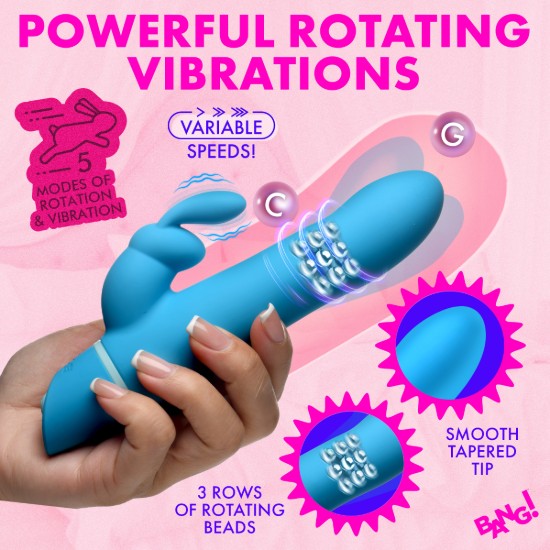 Picture of Rotating Beads Silicone Rabbit Vibrator- Blue