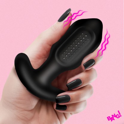 Picture of Bumpy Vibrating Silicone Butt Plug - Black