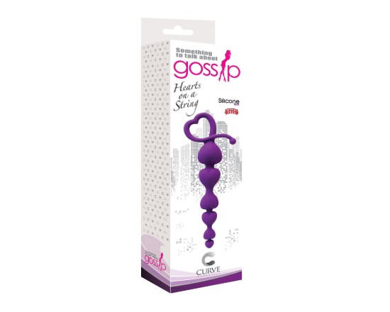 Picture of Gossip Hearts on a String Violet Anal Beads