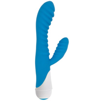 Picture of Celia 20x Ribbed Silicone Rabbit Vibe- Blue