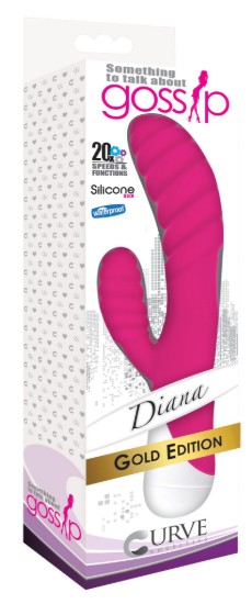 Picture of Diana 20x Rippled Silicone Rabbit Vibe- Pink