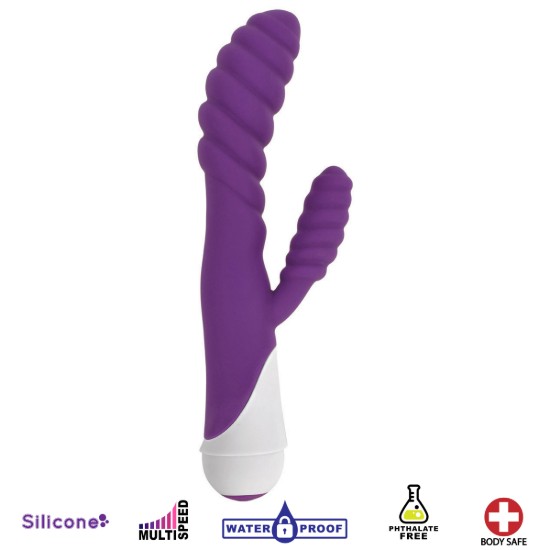Picture of Diana 20x Rippled Silicone Rabbit Vibe- Purple