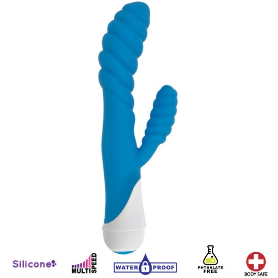Picture of Diana 20x Rippled Silicone Rabbit Vibe- Blue