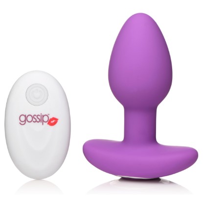 Picture of 10X Pop Rocker Vibrating Silicone Plug with Remote - Violet