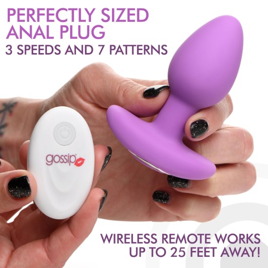 Picture of 10X Pop Rocker Vibrating Silicone Plug with Remote - Violet