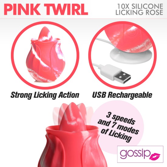 Picture of 10X Pink Twirl Silicone Licking Rose