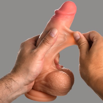 Picture of Real Skin Silicone Dildo with Balls - 8 Inch