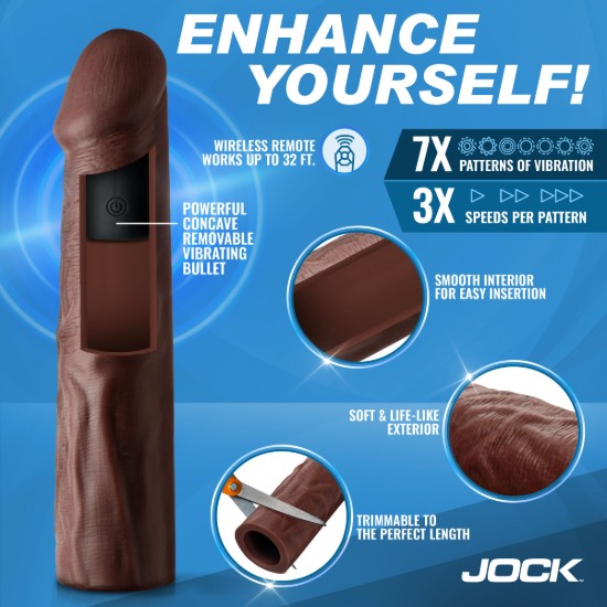 Picture of Enhancers Vibrating Penis Extension w/ Remote - Dark