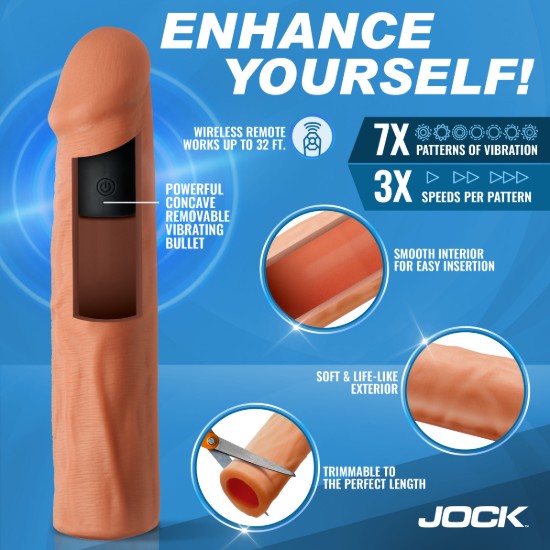 Picture of Enhancers Vibrating Penis Extension w/ Remote - Light