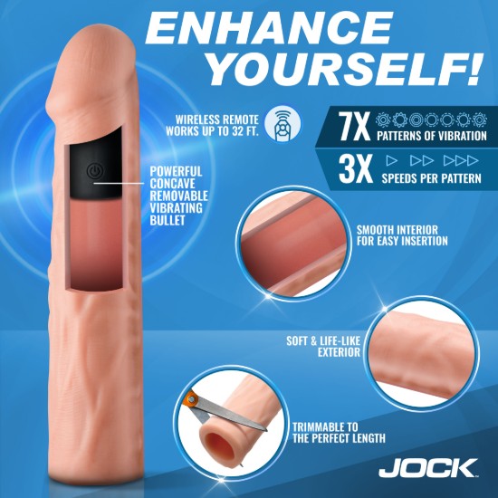 Picture of Enhancers Vibrating Penis Extension w/ Remote - Medium