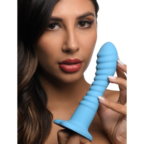 Picture of Ribbed Silicone Blue Dildo