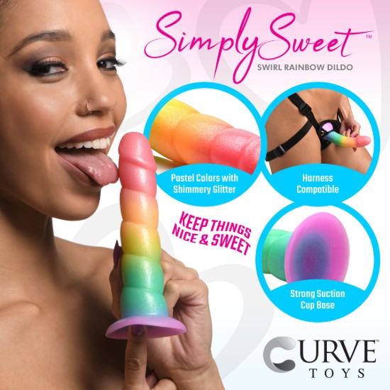 Picture of Swirl Rainbow Silicone Dildo