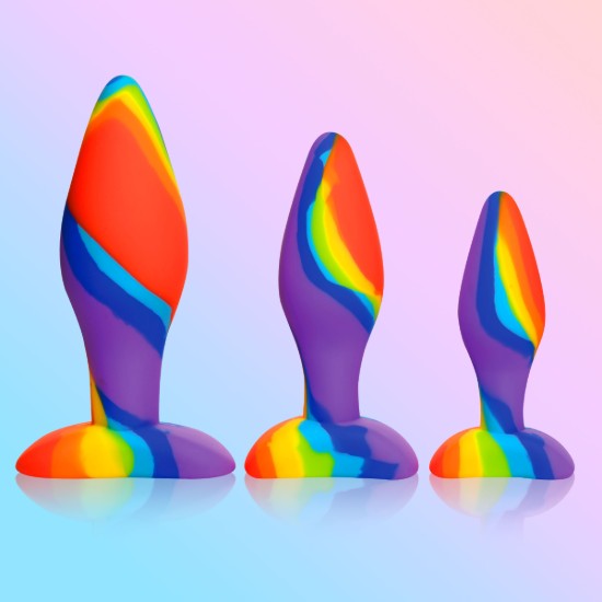 Picture of 3 Piece Rainbow  Silicone Butt Plug Set