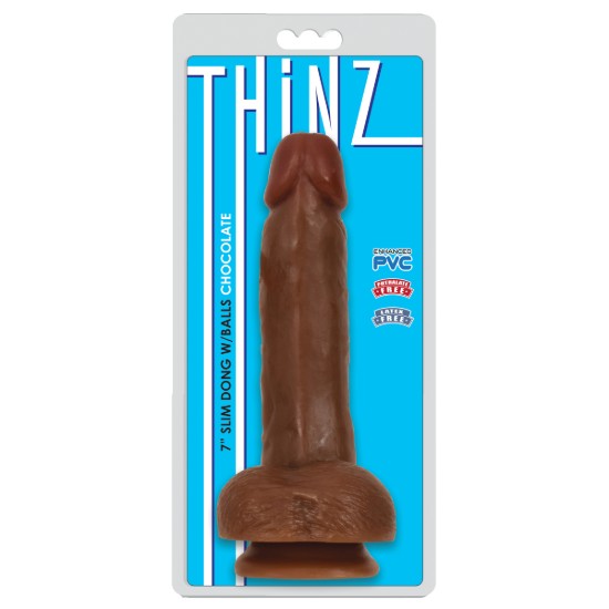 Picture of Thinz 7 Inch Slim Dildo with Balls - Dark