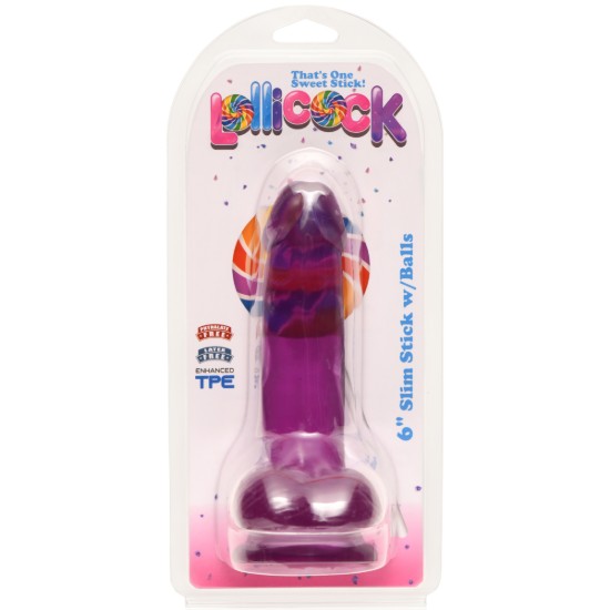 Picture of 6 Inch Slim Stick with Balls Grape Ice Dildo