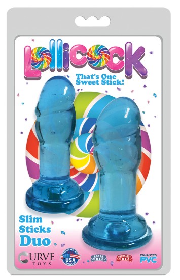 Picture of Lollicock Slim Stick Duo Suction Cup Dildos - Blue