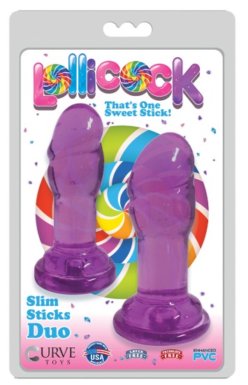 Picture of Lollicock Slim Stick Duo Suction Cup Dildos - Purple