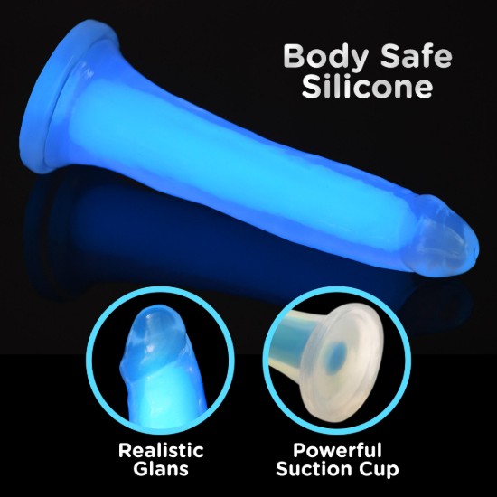 Picture of 7 Inch Glow-in-the-Dark Silicone Dildo - Blue