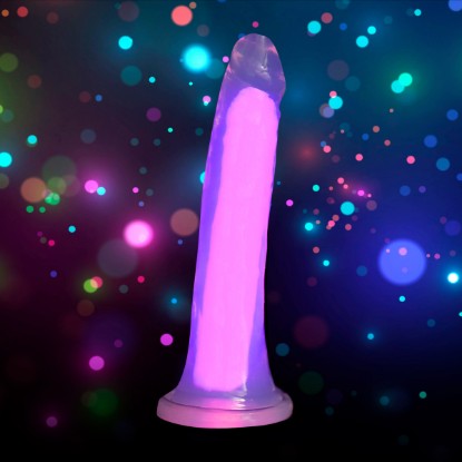 Picture of 7 Inch Glow-in-the-Dark Silicone Dildo - Pink
