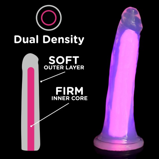 Picture of 7 Inch Glow-in-the-Dark Silicone Dildo - Pink