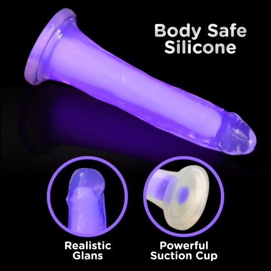 Picture of 7 Inch Glow-in-the-Dark Silicone Dildo - Purple