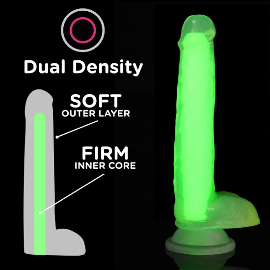 Picture of 7 Inch Glow-in-the-Dark Silicone Dildo with Balls - Green