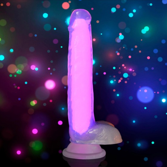 Picture of 7 Inch Glow-in-the-Dark Silicone Dildo with Balls - Pink