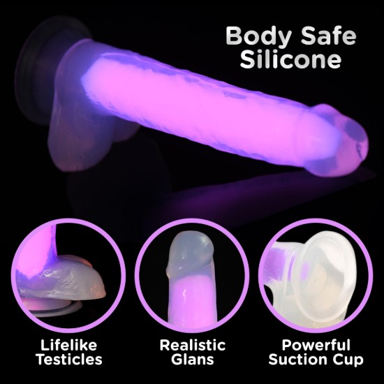 Picture of 7 Inch Glow-in-the-Dark Silicone Dildo with Balls - Pink