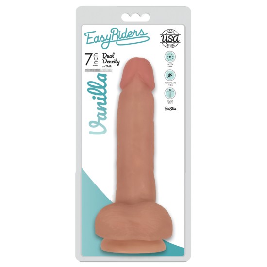 Picture of Easy Riders 7 Inch Dual Density Dildo With Balls - Flesh
