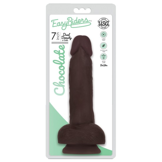 Picture of Easy Riders 7 Inch Dual Density Dildo With Balls - Brown