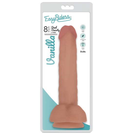 Picture of Easy Riders 8 Inch Dual Density Dildo With Balls - Flesh