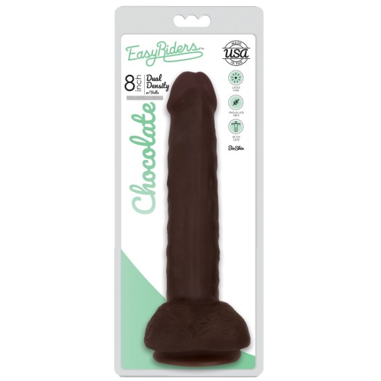 Picture of Easy Riders 8 Inch Dual Density Dildo With Balls - Brown